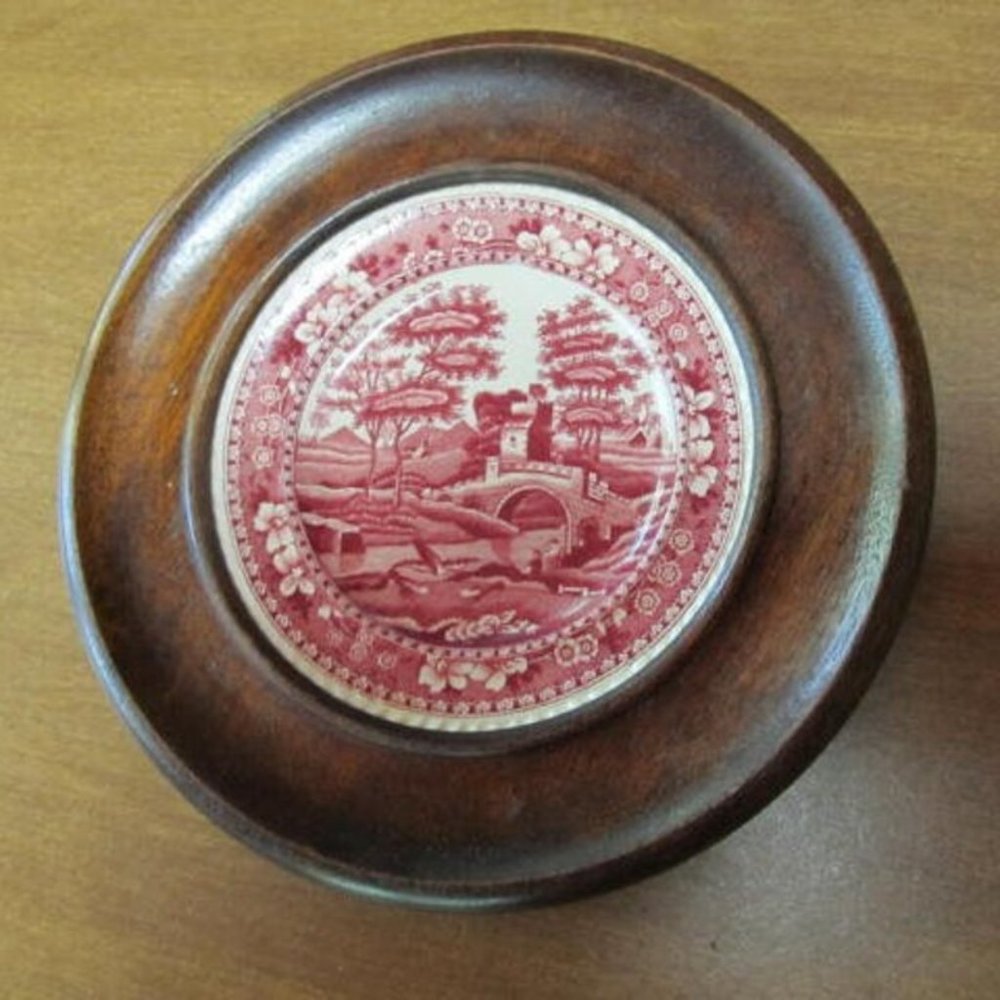 Spodes RED PINK Tower Plate Red Transferware Red Spode Tower Plates for walls